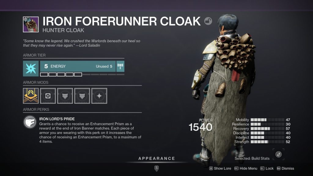 Forging Iron Destiny 2 Iron Forerunner Cloak