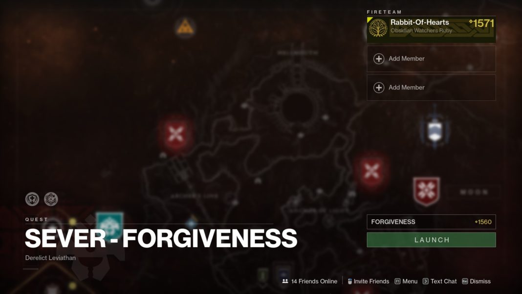 Destiny 2 Sever - Forgiveness on the destinations map.