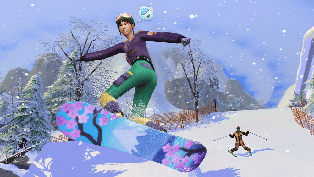 A sim snowboarding and skiing - Snowy Escape Gameplay