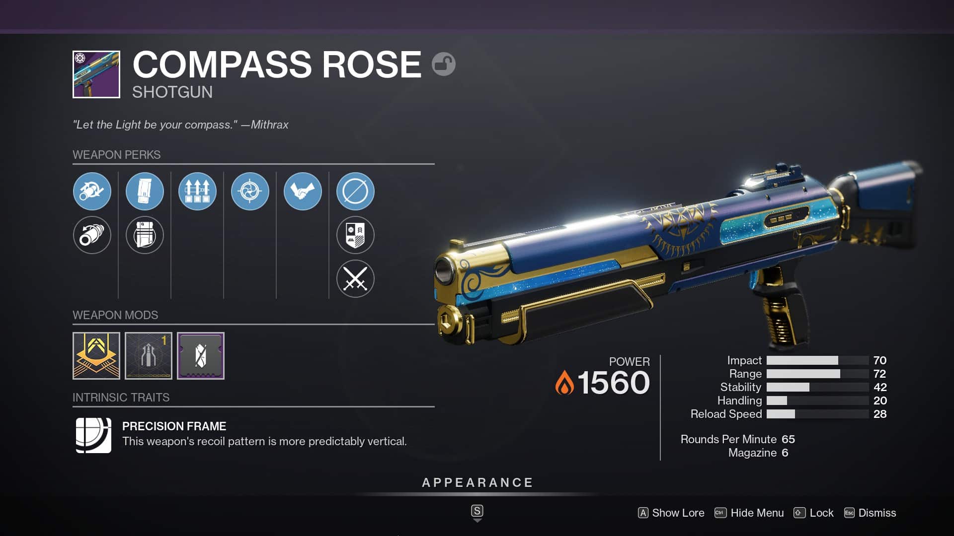 Destiny 2 Compass Rose weapon inspect