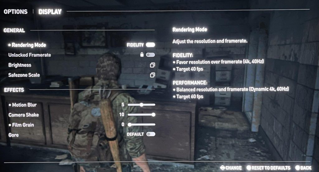 The Last of Us Part 1 Leaked Screenshot showing the graphic option for the game