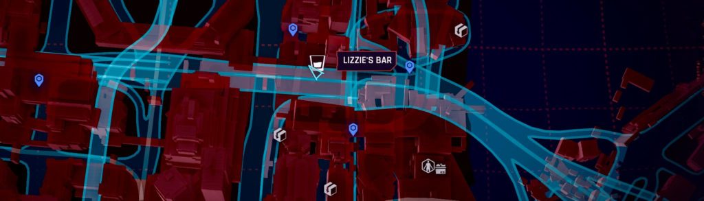 Lizzie's Bar shown in the map with the mod installed