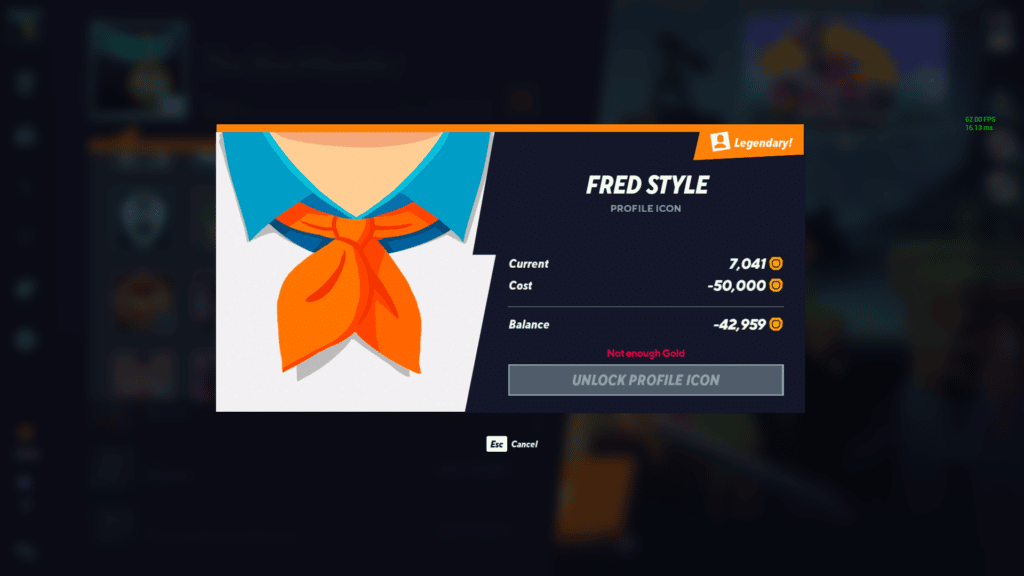 The Fred Style Profile Icon that costs 50,000 Gold