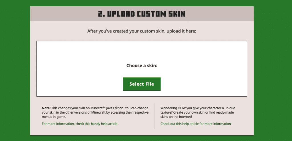 Minecraft upload custom skin