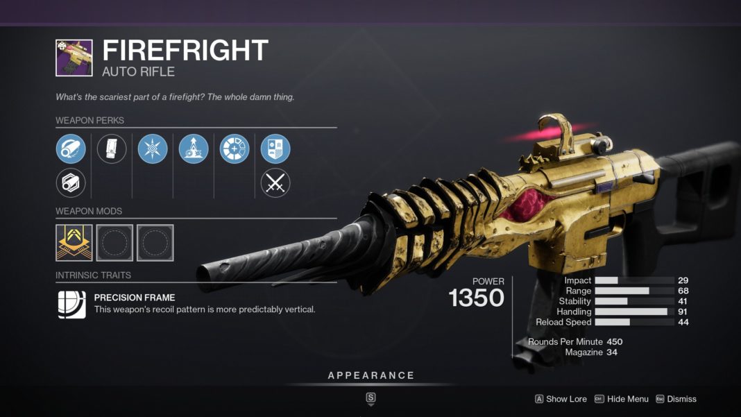 Destiny 2 Firefright god roll