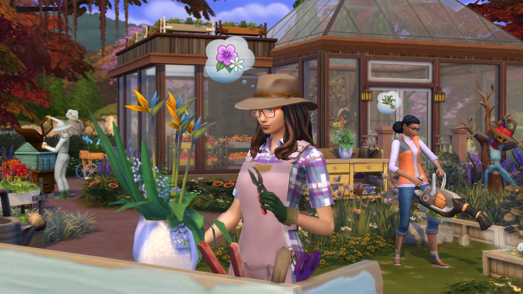 The Sims gardening and arranging flowers - Seasons Gameplay