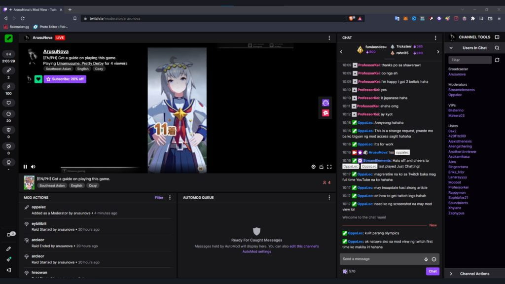 Twitch Moderator Main View