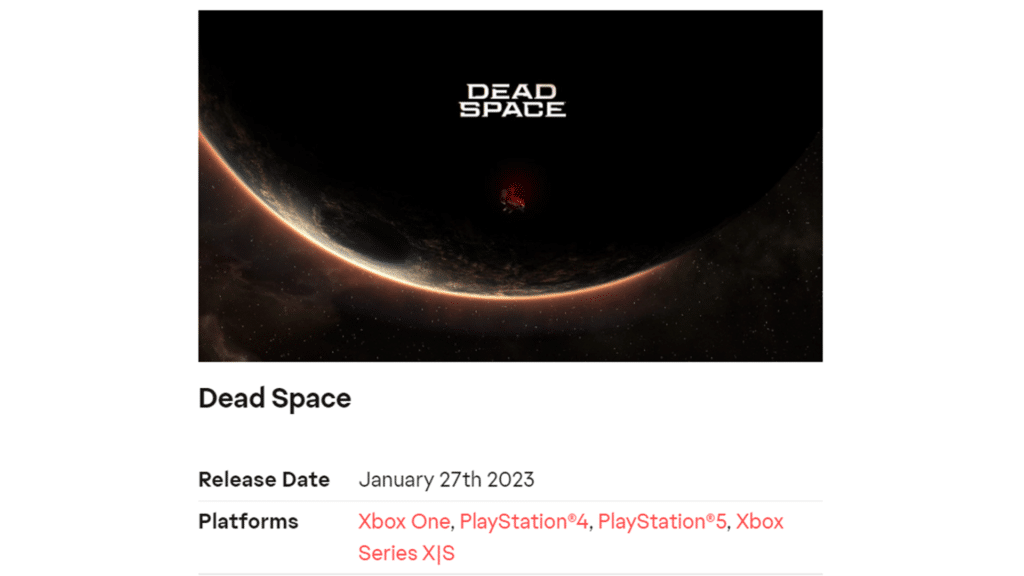 Dead Space Screenshot From EA's Official Website