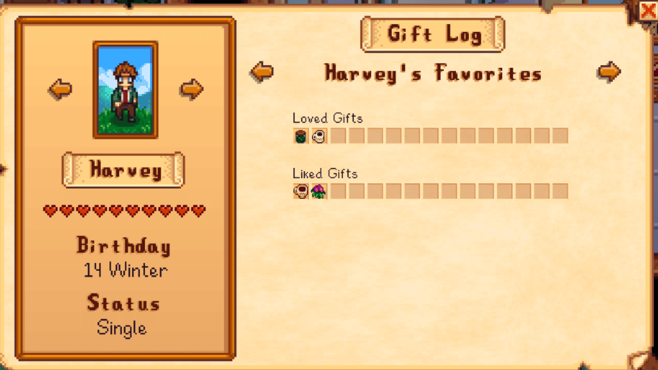 Harvey Character Log