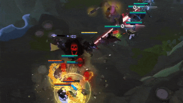 Double-Bladed Staff's Soaring Swipe hitting three enemy players