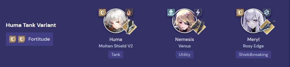 Huma, Nemesis, and Meryl is another great tank comp that you can choose