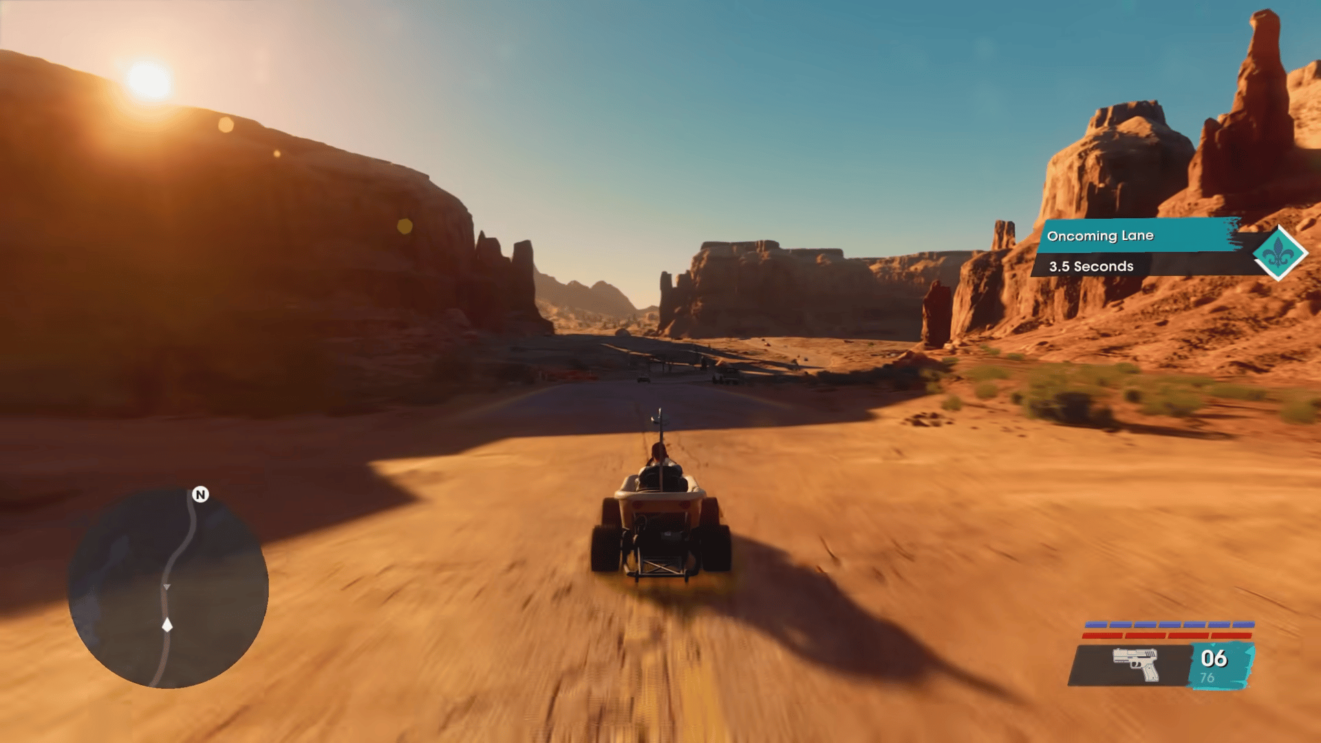 Driving the bathtub car in the desert