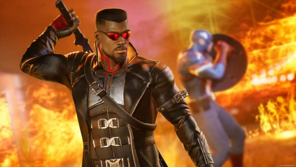 Screenshot showing Blade in Marvel's Midnight Suns