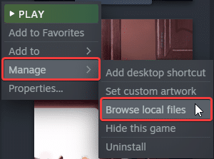 Manage > Browse local files in Steam library