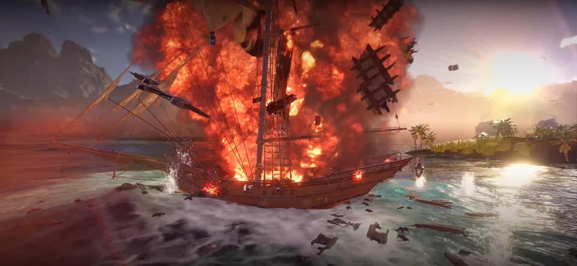 Nave explotando en Skull and Bones