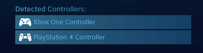 Controladores detectados en la configuración general del controlador