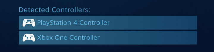 Detected Controllers in Steam