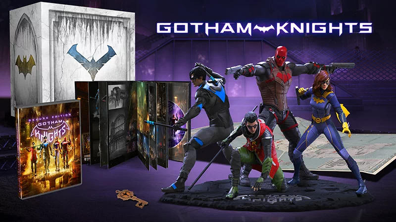 Imagen que muestra el contenido de la edición para coleccionistas de Gotham Knights
