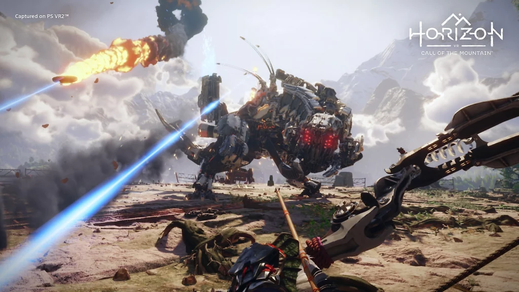 Horizon Call of the Mountain gameplay featuring a Thunderjaw