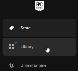 Botón de biblioteca en Epic Games Launcher