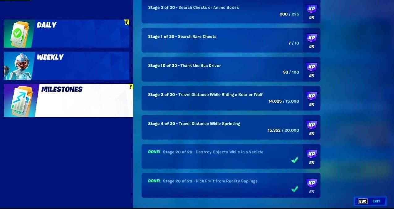 Fortnite Milestones are a great way to earn quick XP