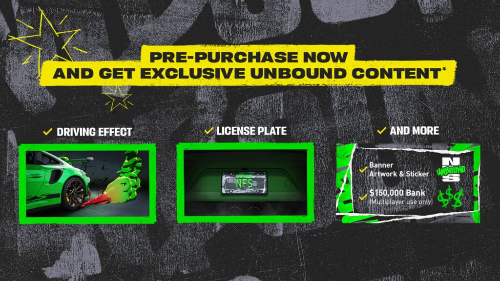 Need for Speed Unbound Pre-Order Bonus Content Promo