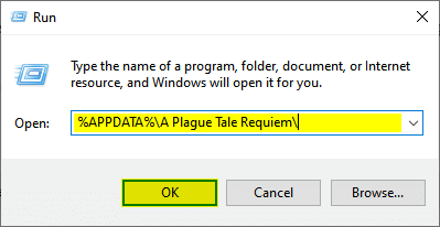 Ubicación de Plague Tale Requiem en Windows Run