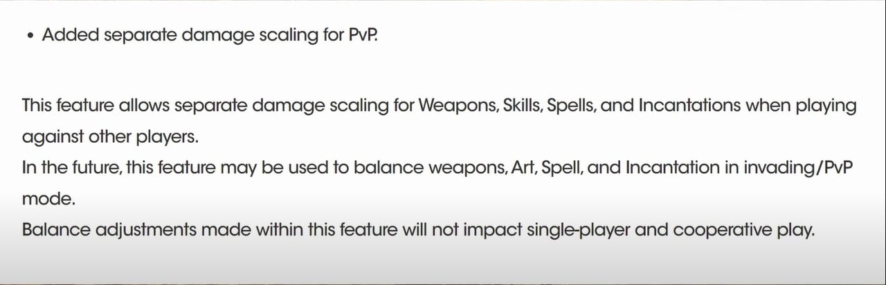 PvP changes that are made in the latest Elden Ring update