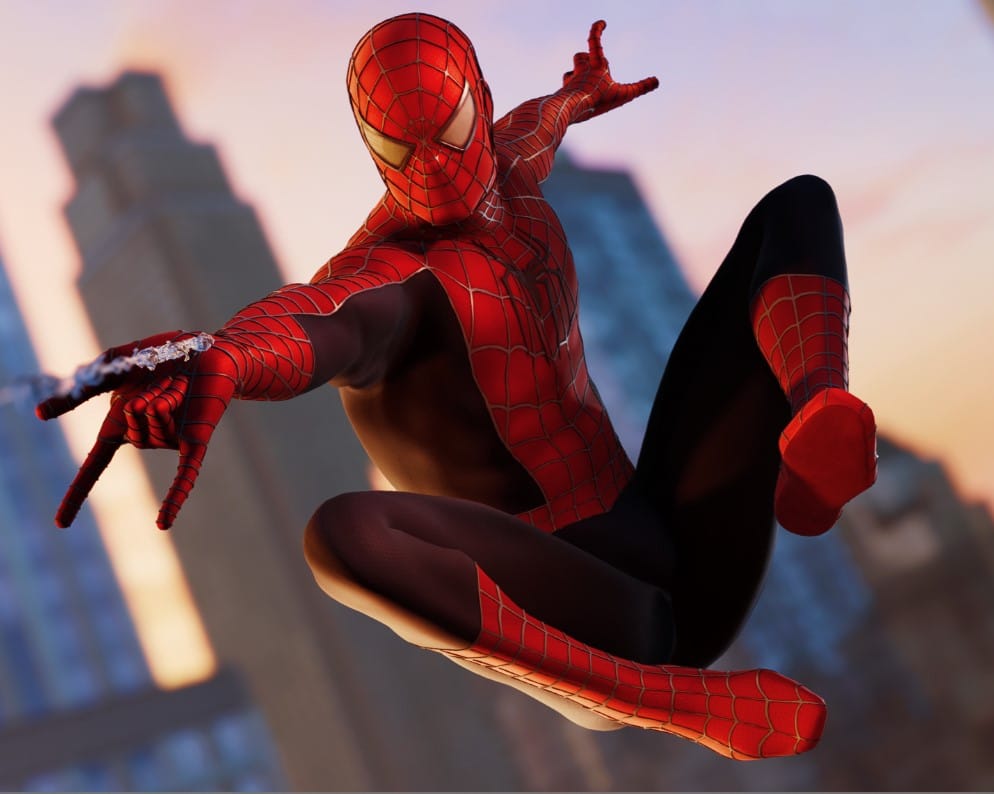 Posing as Toby Maguire's Peter Parker in the game with Sam Raimi's suit.
