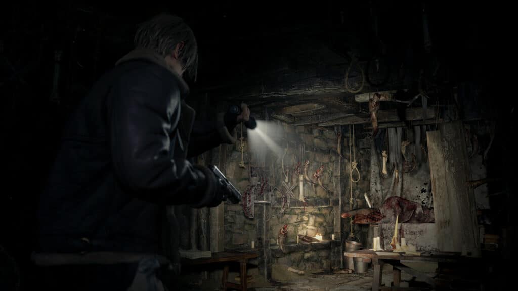 Captura de pantalla del juego Resident Evil 4 Remake con Leon