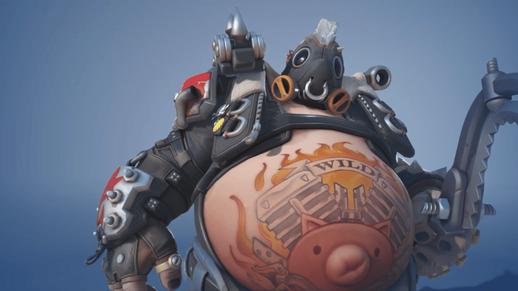 Roadhog standing with his hook