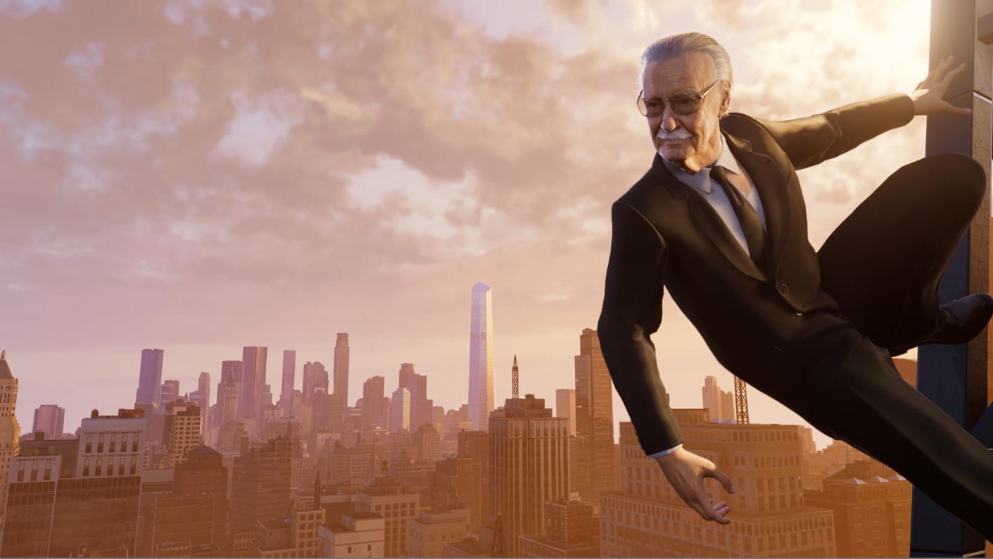 Stan Lee in the main menu of Spiderman PC