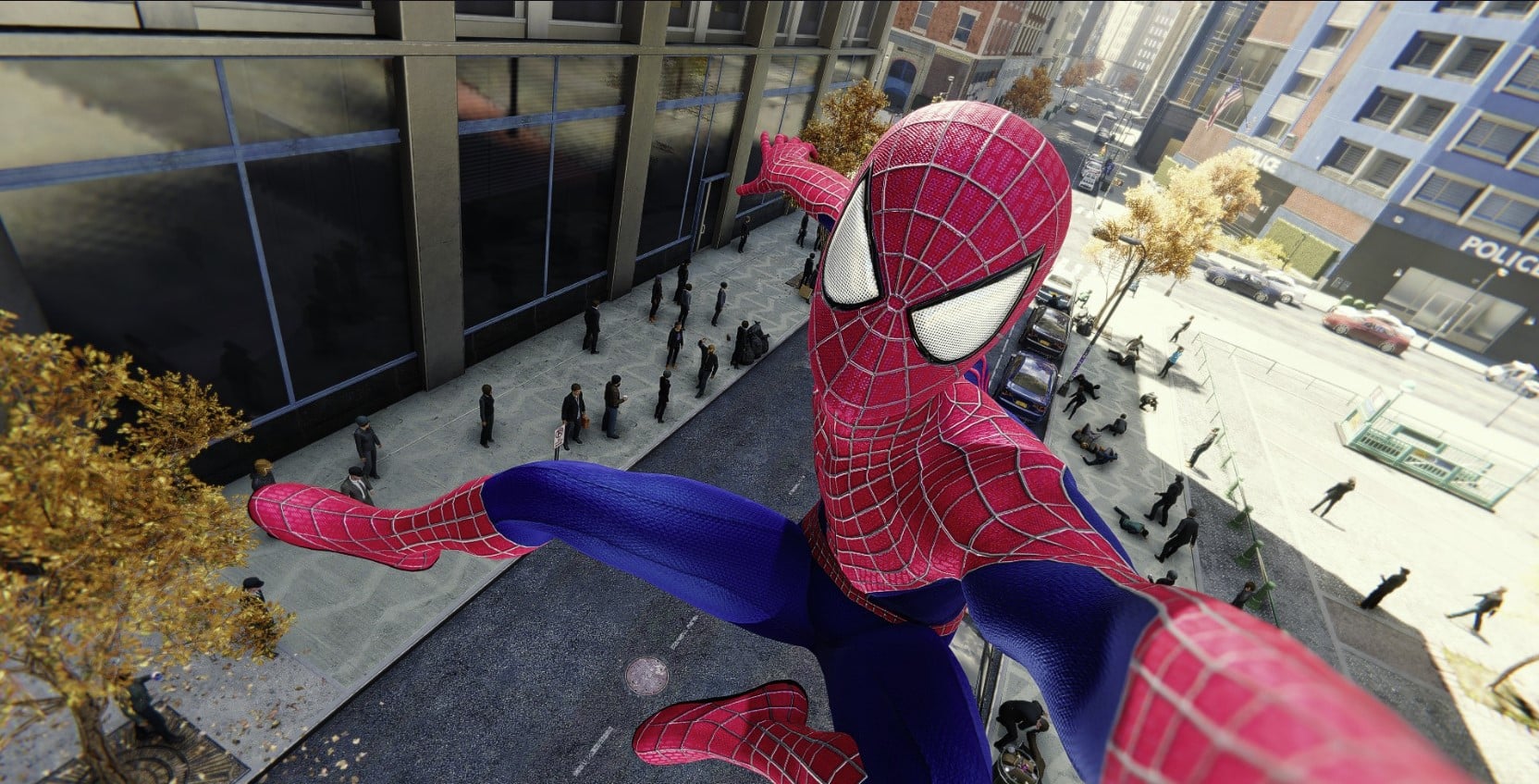 This suit looks great while swinging around the city