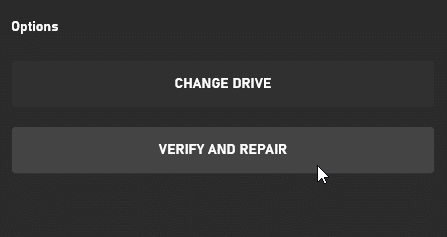 Verify and Repair button in Options