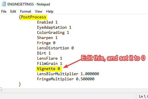 Vignette option in the ENGINESETTINGS file