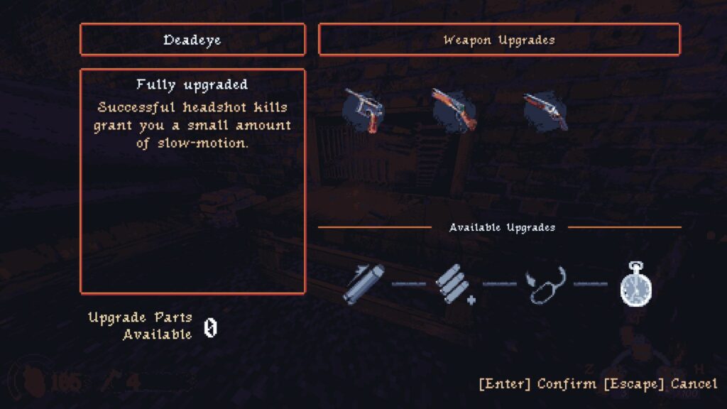 Weapons can be upgraded using Weapon Parts