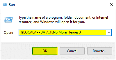 Así aparece la dirección en Windows Run for No More Heroes 3