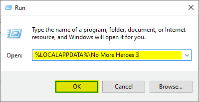 No More Heroes 3 configuration location in Windows Run