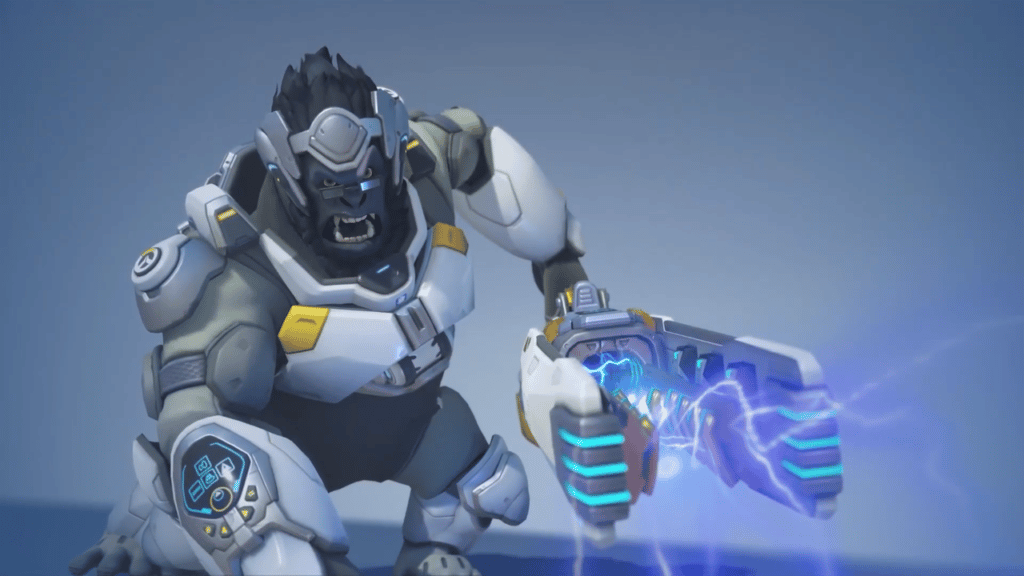 Winston embracing his wild side and firing his Tesla Cannon