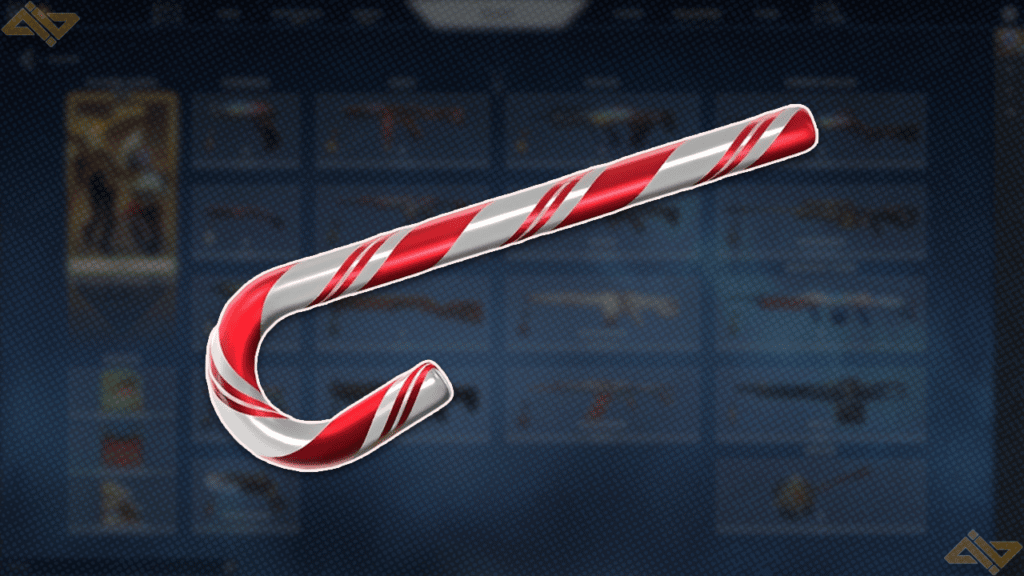 a candy cane-looking knife skin from the Winterwunderland collection