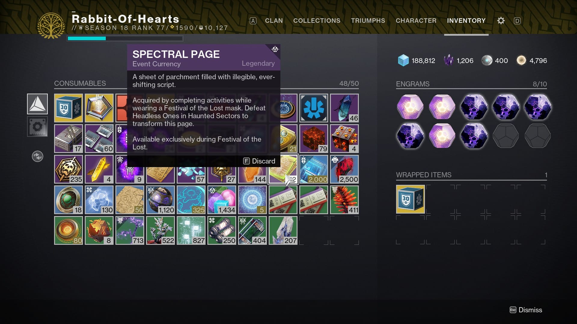 Destiny 2 How to Get Spectral Pages - Spectral Pages in inventory..