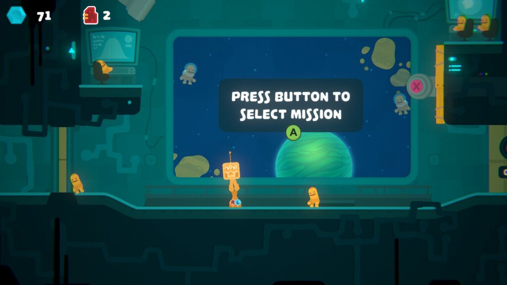 Robotry! Review: The Hub is where you can customize your robot and select missions.