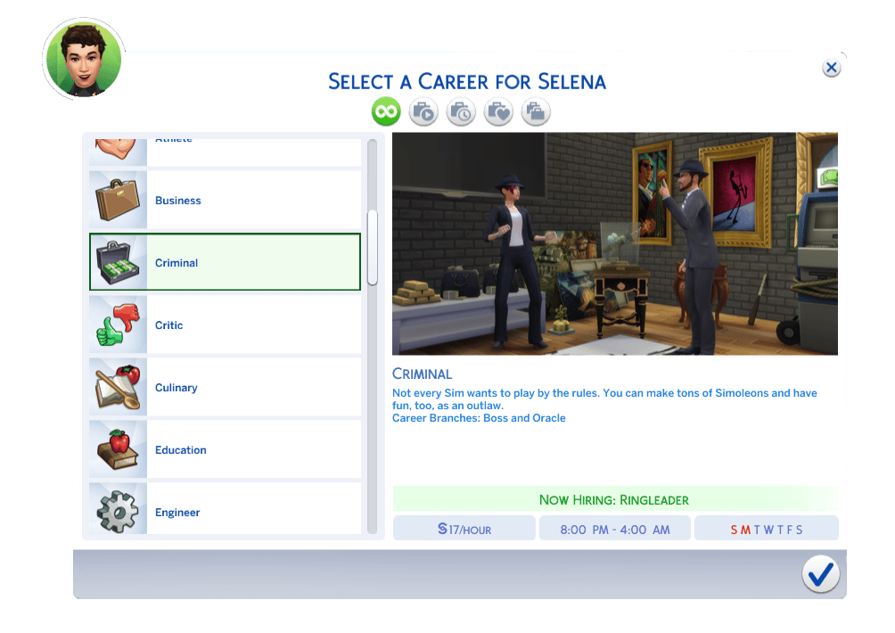 The Sims 4 Career UI – Criminal