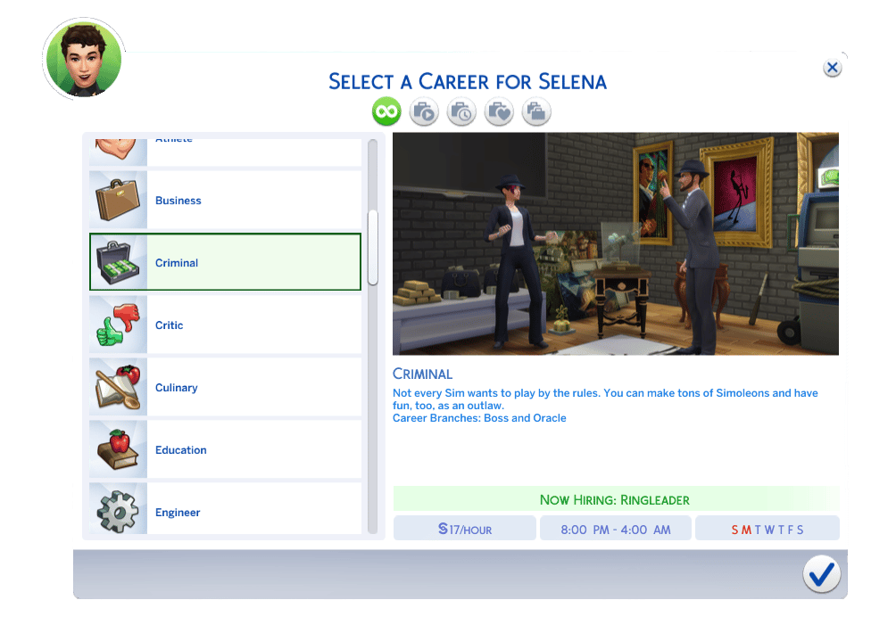 The Sims 4 Career UI – Criminal