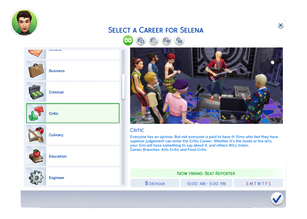 The Sims 4 Career UI – Critic