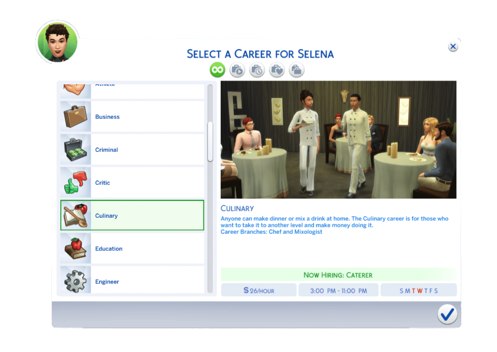 The Sims 4 Career UI – Culinary