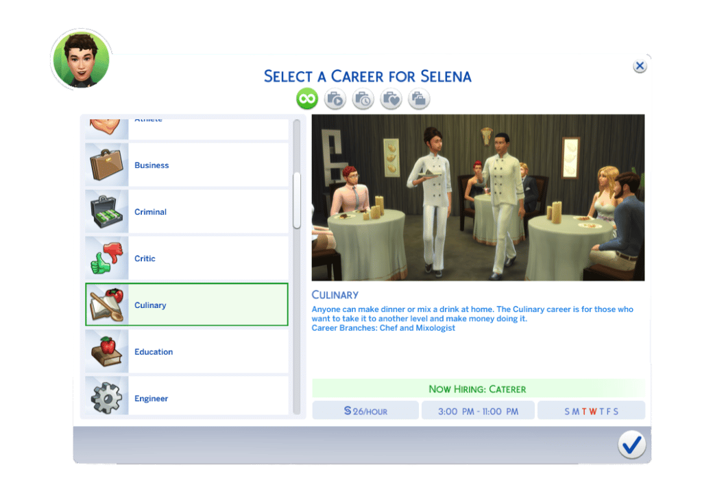 The Sims 4 Career UI – Culinary