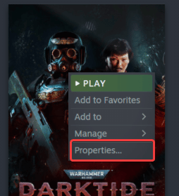 Steam library > Properties 