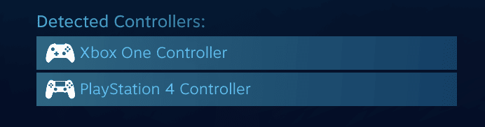 General Controller Settings > Detected Controllers