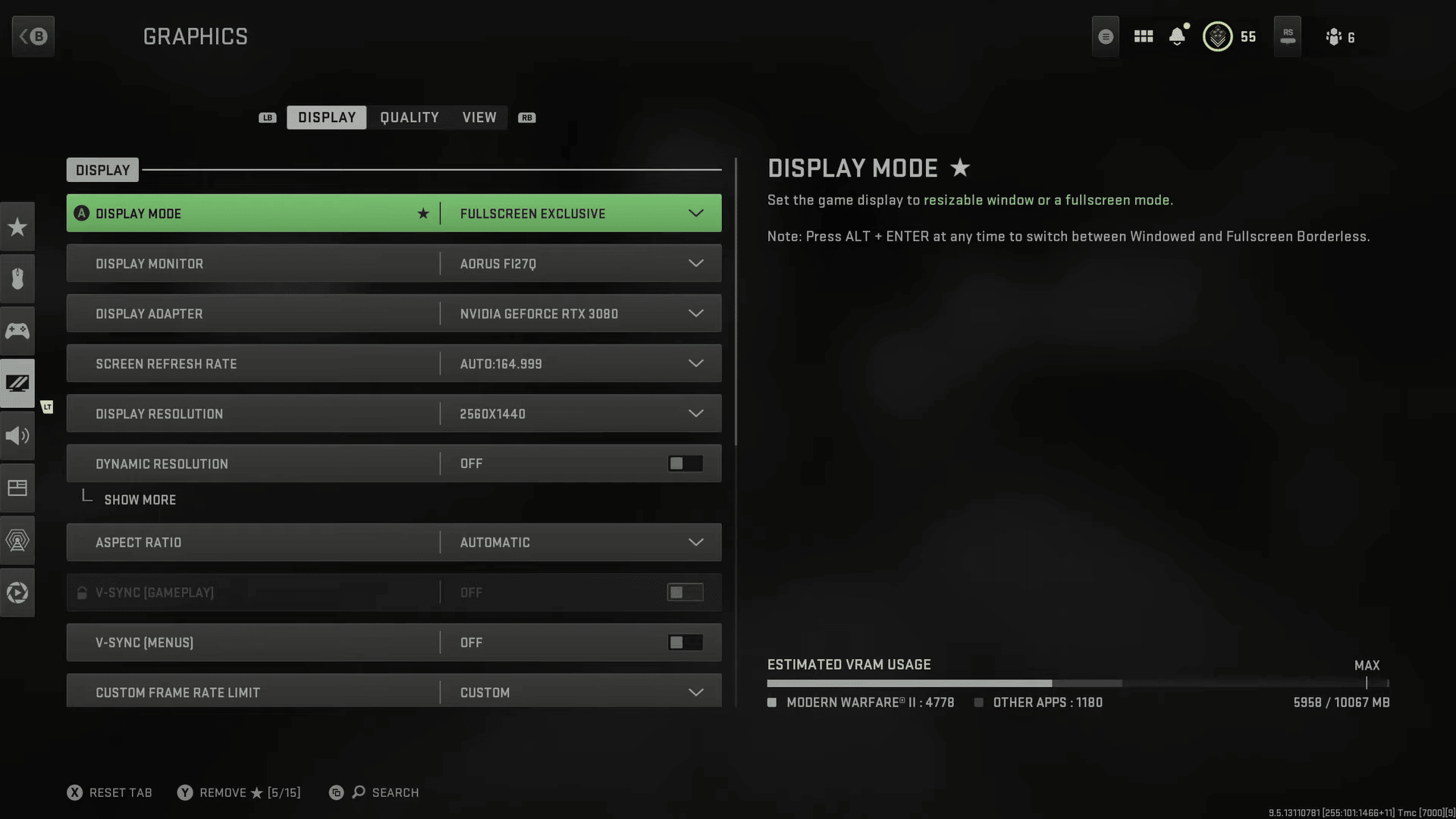 Display settings for Warzone 2.0